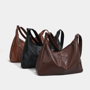 Handheld shoulder bag soft texture large capacity tote bag retro versatile women's bag crossbody bag