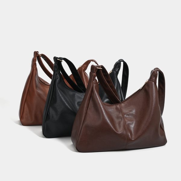 Handheld shoulder bag soft texture large capacity tote bag retro versatile women's bag crossbody bag