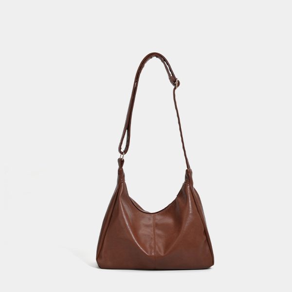 Handheld shoulder bag soft texture large capacity tote bag retro versatile women's bag crossbody bag - 图片 2